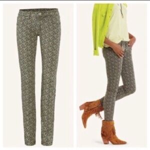 Cabi 0 Green and Black Floral Skinny Jeans